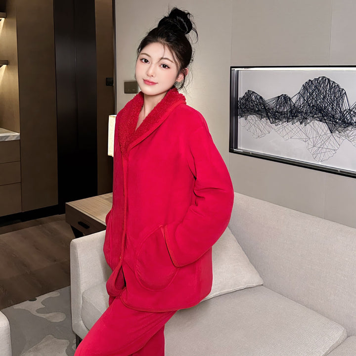 Damen-Pyjama-Set aus Flanell, warm und festlich