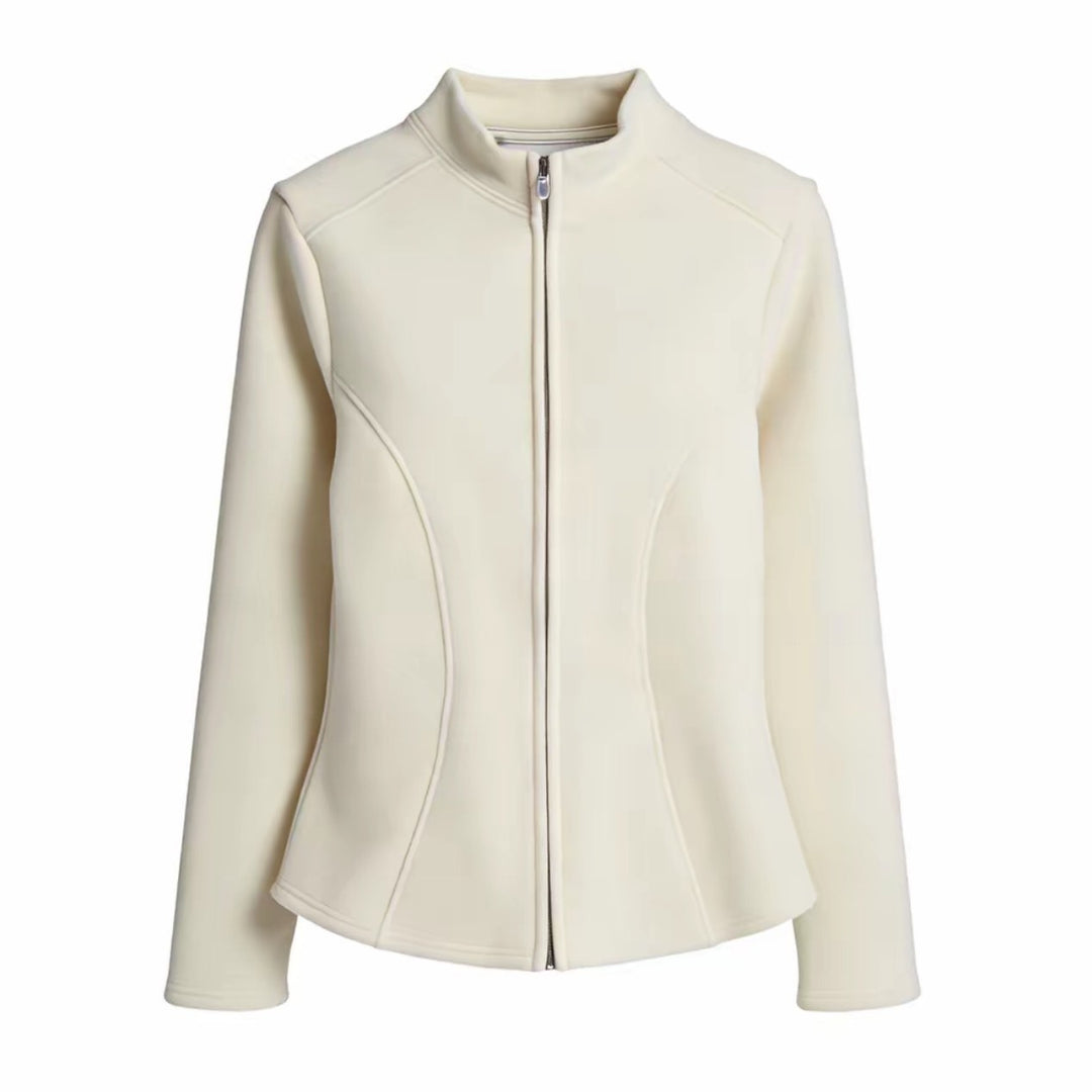 Gefütterte Damen-Yoga-Jacke mit Taillenschnitt und Reißverschluss