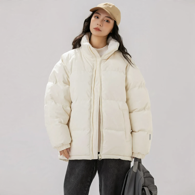 Unisex-Winterjacke, Lammfleece, gefüttert, warm