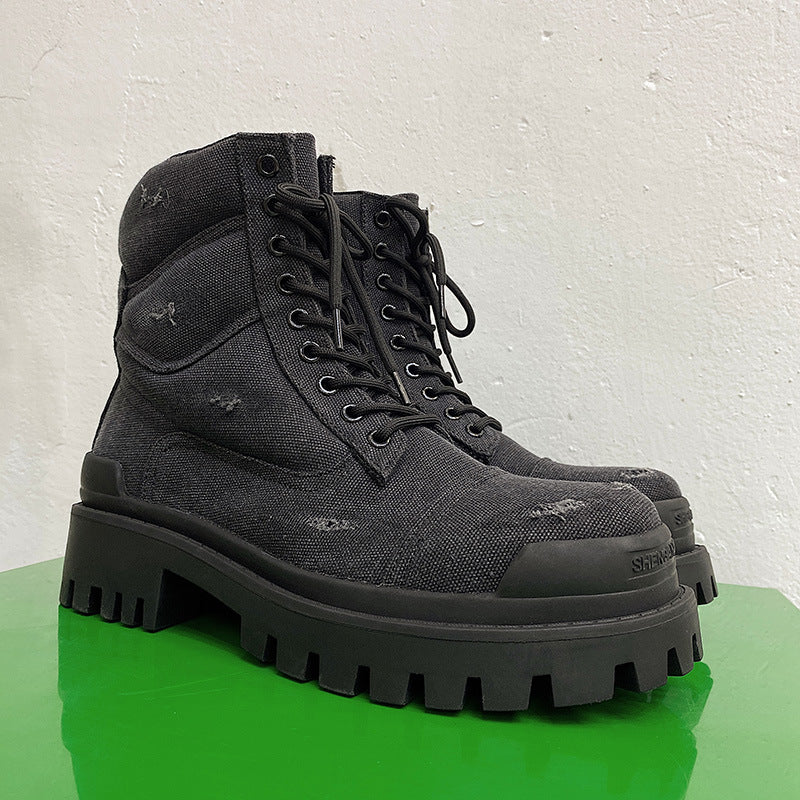 Gefütterte Herren-Canvas-Stiefel im Vintage-Look
