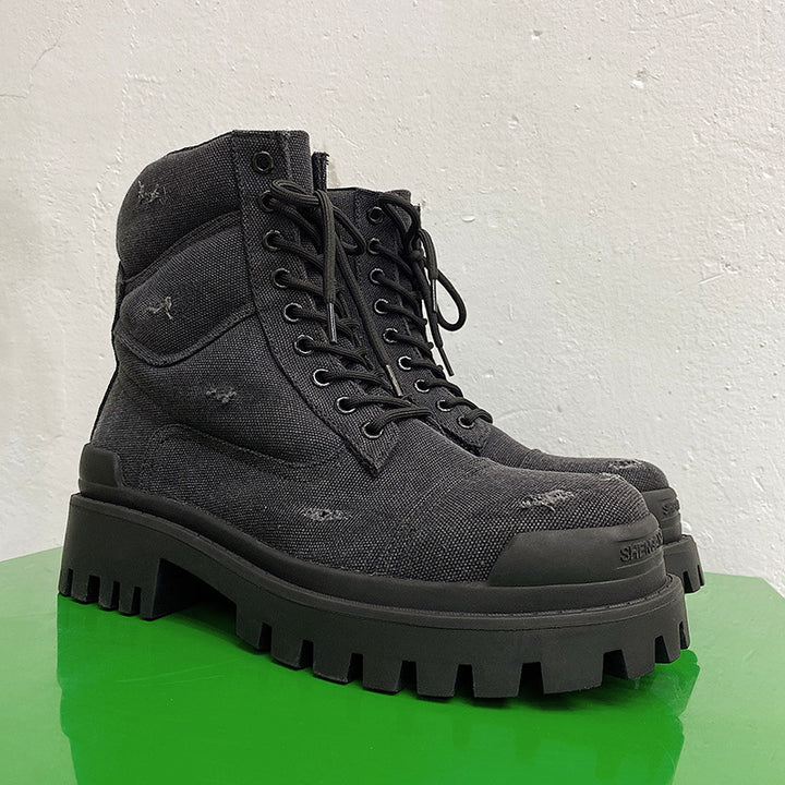 Gefütterte Herren-Canvas-Stiefel im Vintage-Look