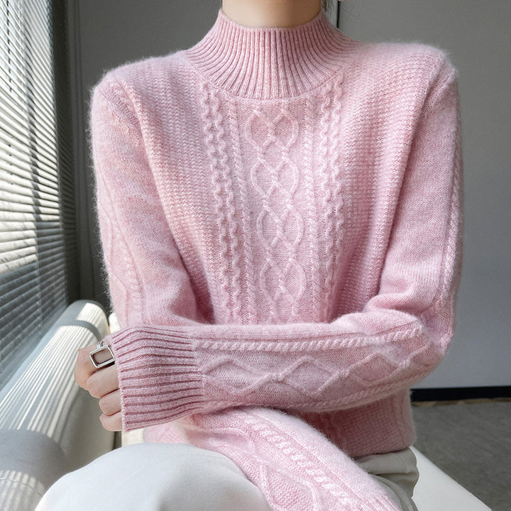 Damen-Strickpullover, Rundhalsausschnitt, wärmend