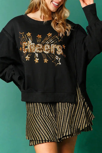 Drune | Weihnachts-Pailletten-Lässiger Rundhals Langarm-Sweatshirt