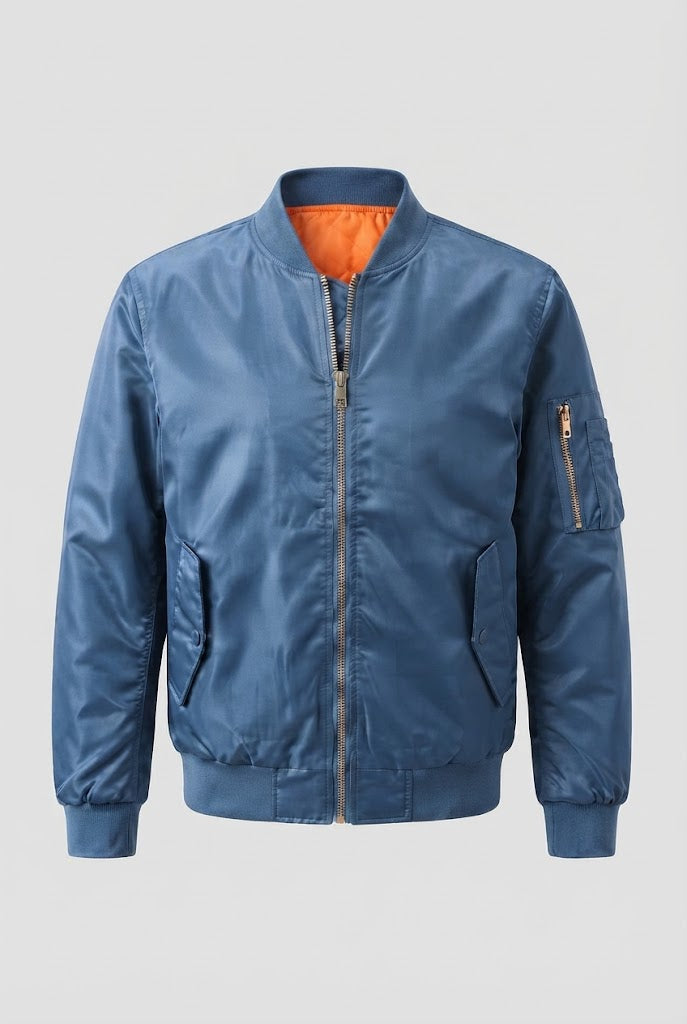 Herren glänzende Nylon-Bomberjacke mit gesteppter thermischer Fütterung drune