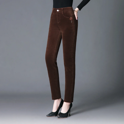 Damen-Cordhose, gerade, gefüttert, elastisch