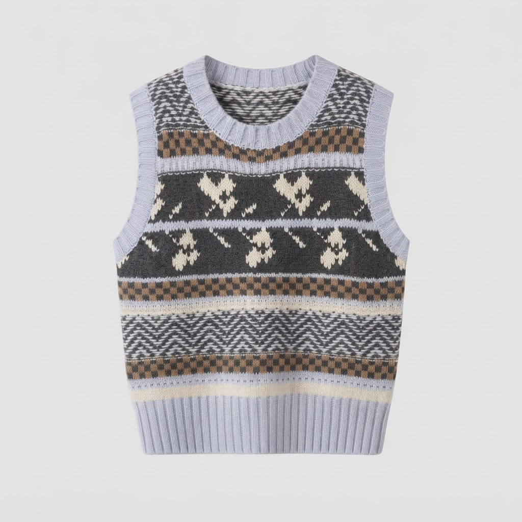 Damen gemustertes Strickweste im norwegischen Look mit weichem Mohair-Effekt Drune