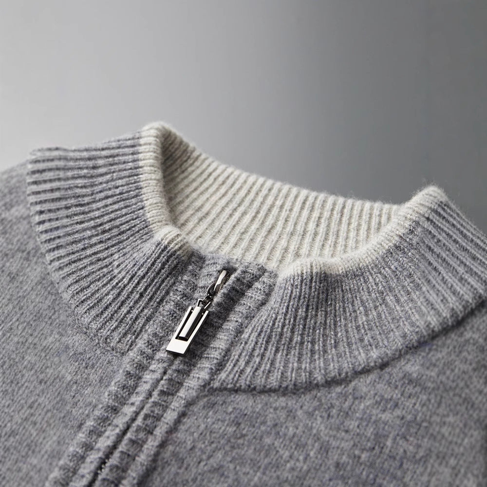 Herren-Strickjacke mit Reißverschluss und Stehkragen
