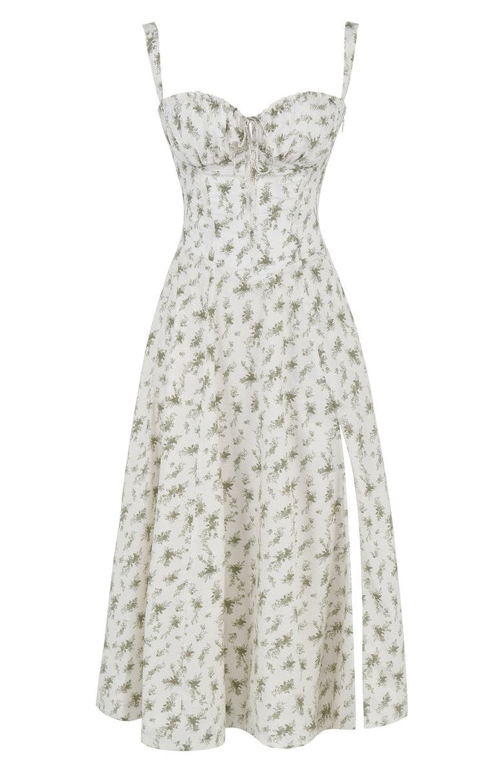 Drune | Langes Blumen Korsett Kleid