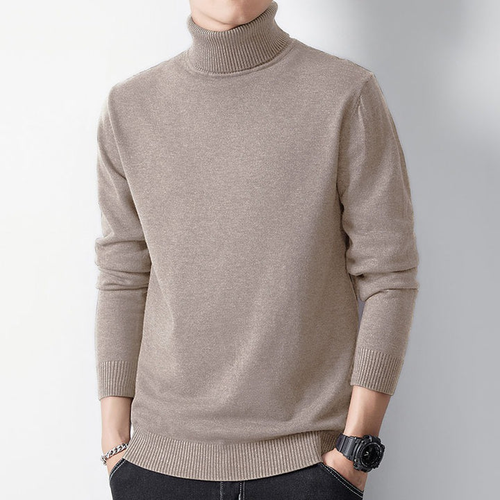 Herren-Strickpullover mit hohem Kragen, körperbetont