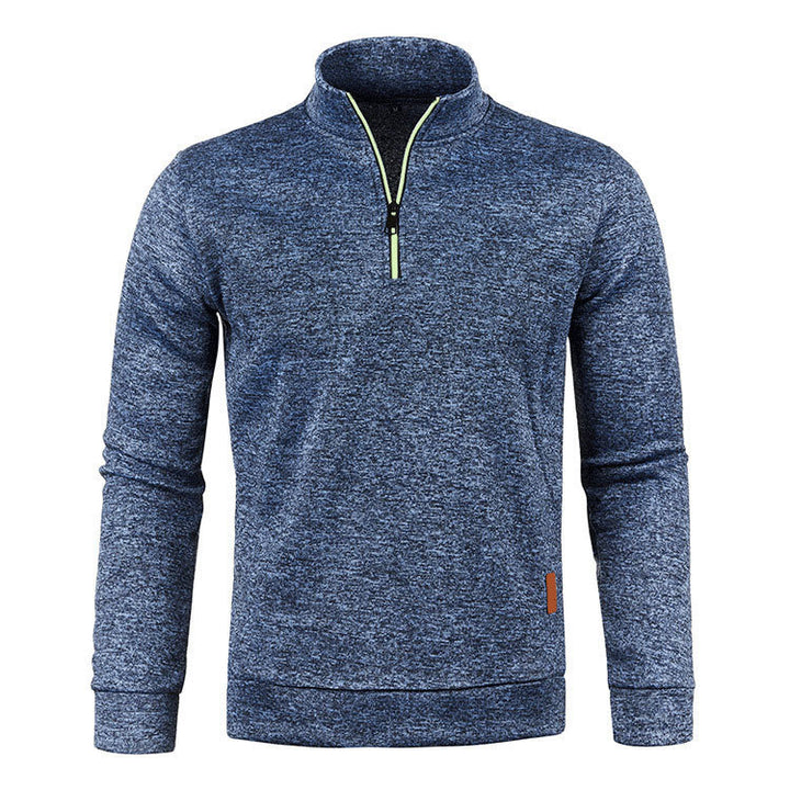 Herren-Strickpullover mit Stehkragen und Reißverschluss