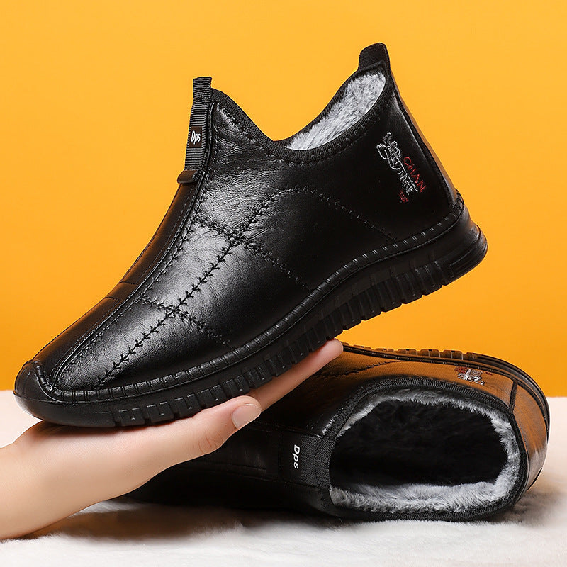 Gefütterte Herren-Lederstiefel, warm