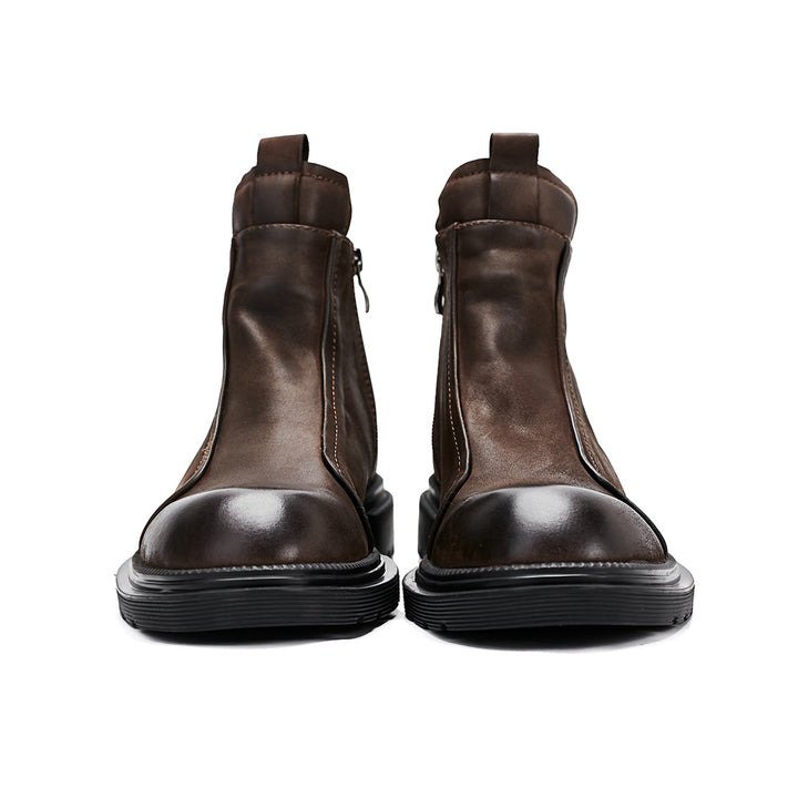 Herren-Chelsea-Stiefel mit Plateau, Echtleder