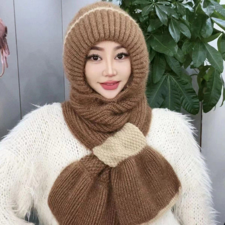 Gestricktes Mützen- und Schal-Set, gefüttert, winddicht