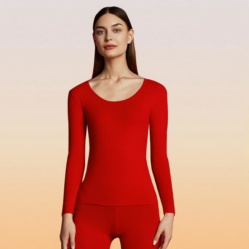 Rotes Baumwoll-Thermo-Set für Damen und Herren