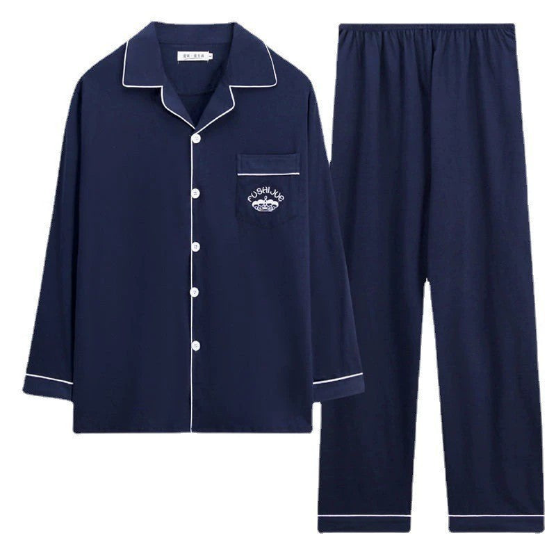 Herren-Pyjama-Set aus Baumwolle, langärmelig, bequem
