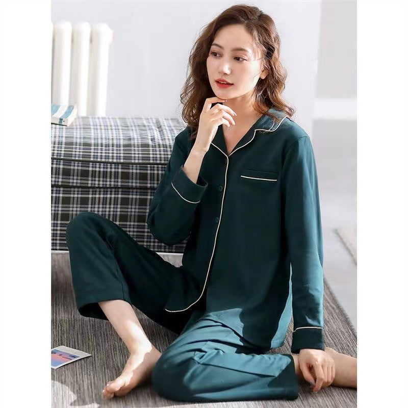 Damen-Pyjama-Set, 100% Baumwolle, langärmelig