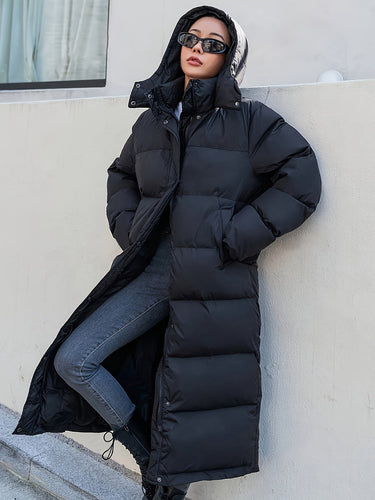 Drune | Lange und warme Damenjacke mit Kapuze - Ideal für Herbst/Winter