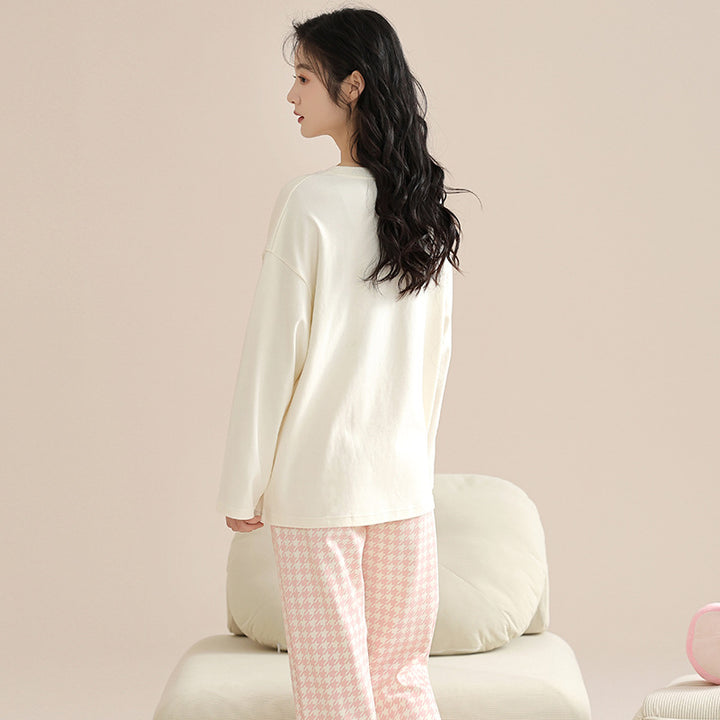 Damen-Pyjama-Set aus Baumwolle mit integrierten Brustpolstern