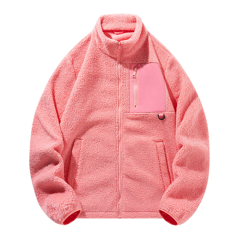 Unisex-Fleecejacke mit Stehkragen und Taschen