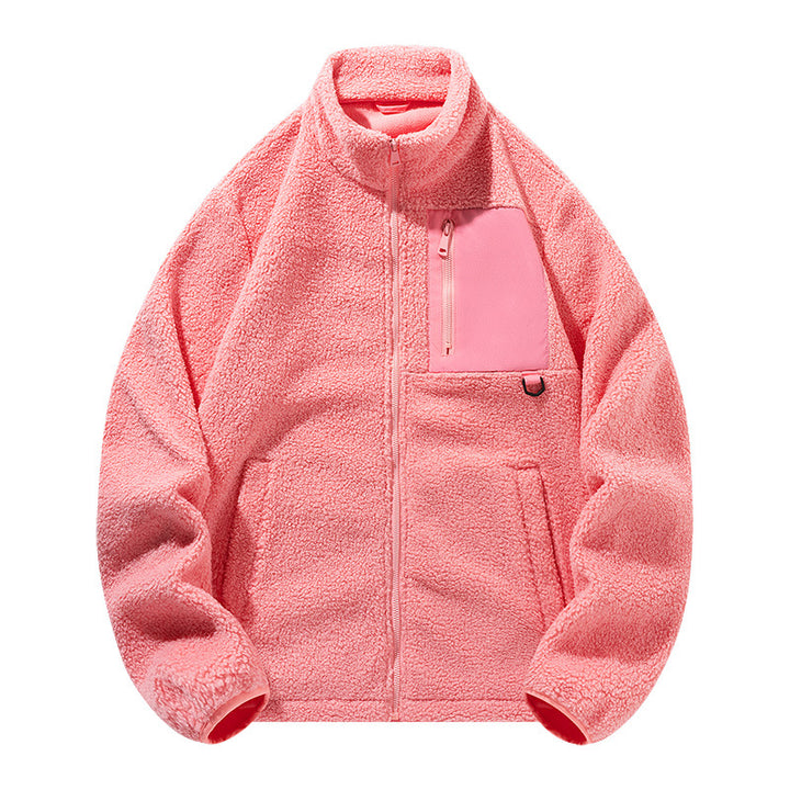 Unisex-Fleecejacke mit Stehkragen und Taschen
