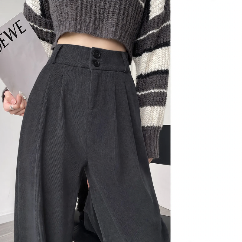 Damen-Cordhose, weit geschnitten, gefüttert