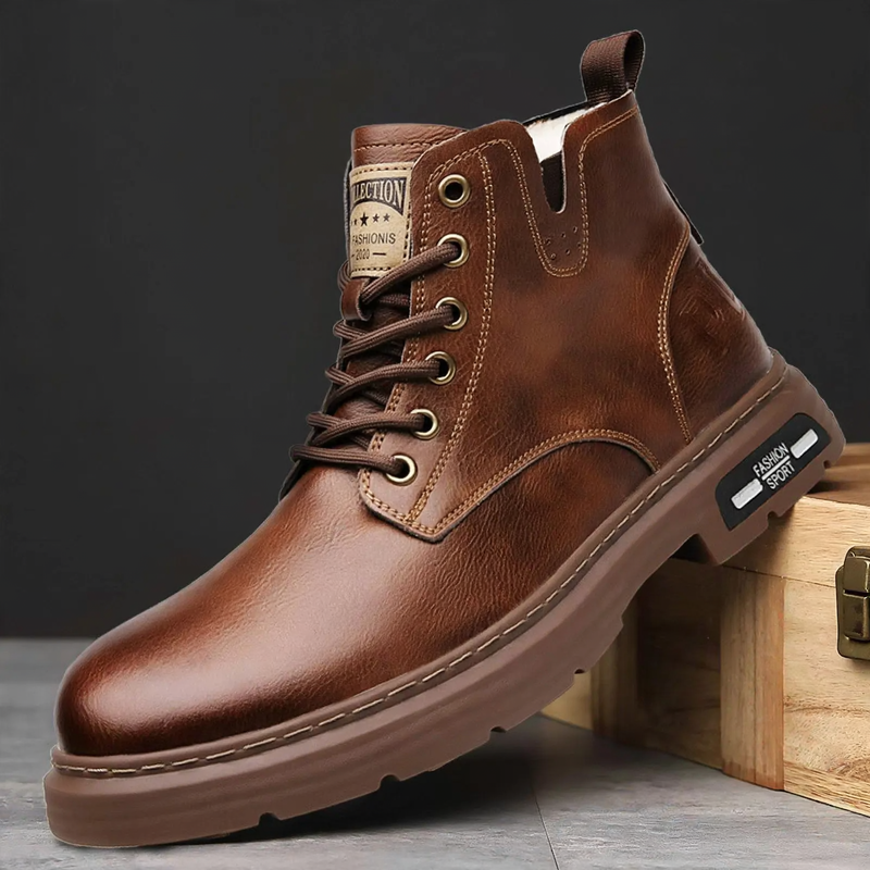 Herren-Stiefel, gefüttert, im Arbeitsstil