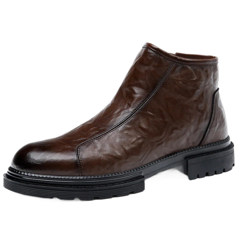 Herren-Lederstiefel mit Reißverschluss, gefüttert