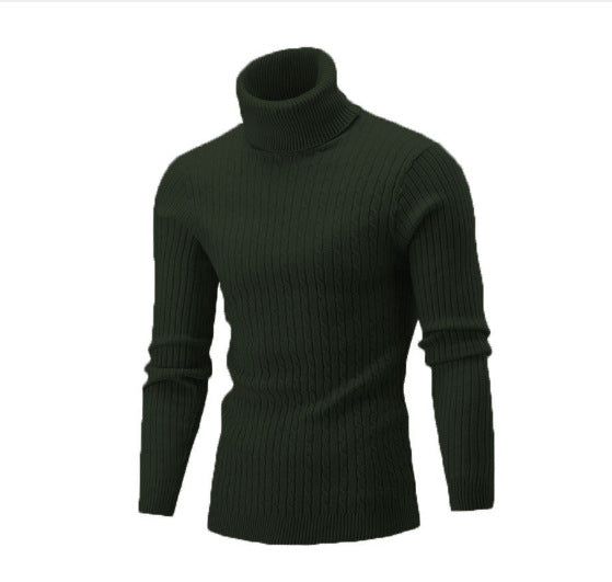 Herren-Strickpullover mit Rollkragen und Zopfmuster