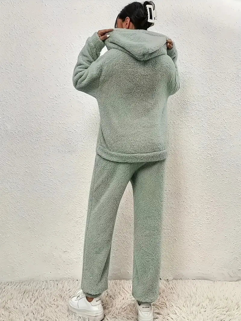 Drune | Damen Fleece Teddy Zweiteiliges Set