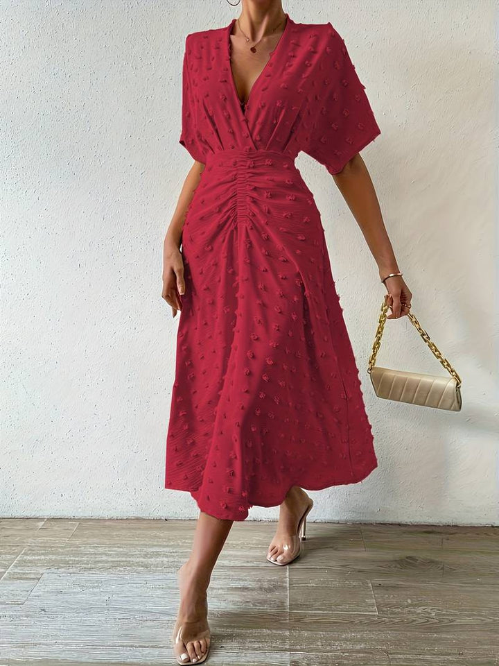 Drune | Swiss Dot Rüsch Midi Kleid