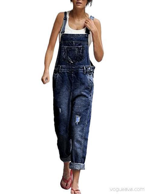 Drune | Denim Lockere Einfache Lange Overalls
