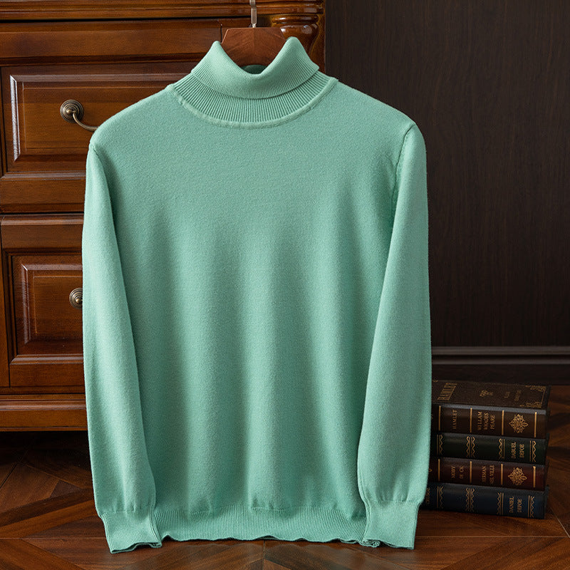 Herren-Strickpullover, Rollkragen, einfarbig, leger