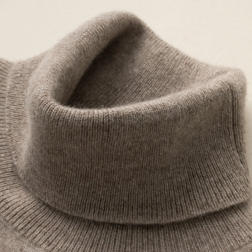 Damen-Wollpullover, hochgeschlossen, feiner Strick