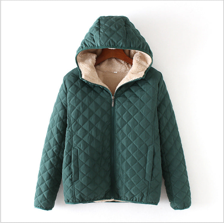 Kurze Damen-Steppjacke mit Lammfleece-Futter