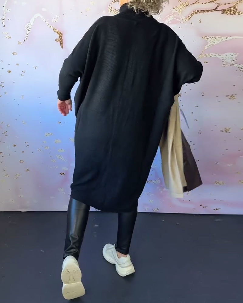 Drune | Lässiger Einfarbiger Pullover mit Hohem Kragen und Langen Ärmeln