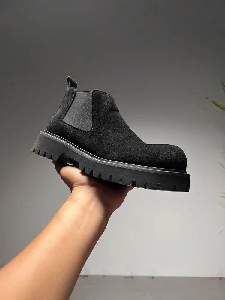 Herren-Chelsea-Stiefel aus Wildleder-Optik, flacher Absatz