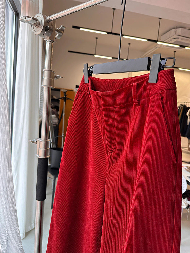 Damen-Cordhose, weit geschnitten, gerade Passform