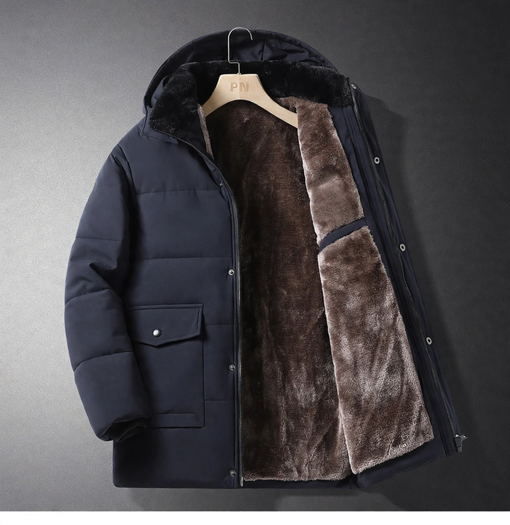 Gefütterte Winterjacke für Herren, abnehmbare Kapuze