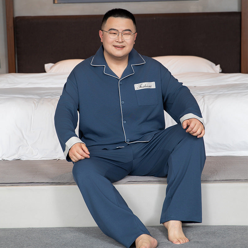 Herren-Pyjama-Set, Baumwolle, Langarm, Übergrößen