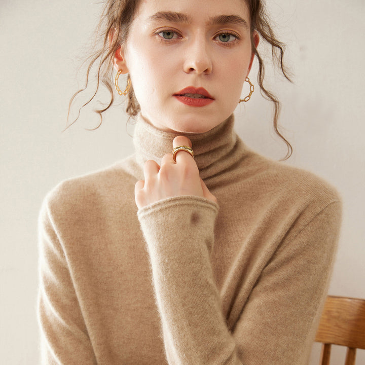 Weicher Kaschmir-Pullover mit Stehkragen