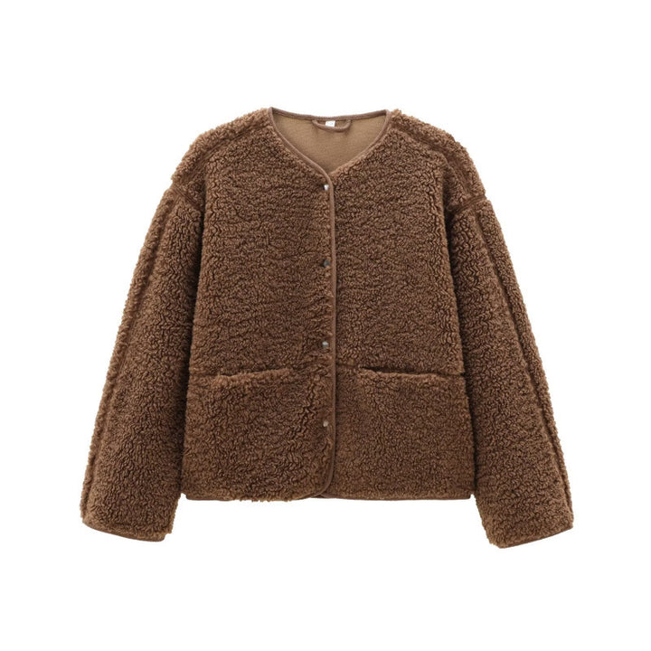 Damen-Teddyfleece-Jacke, einreihig