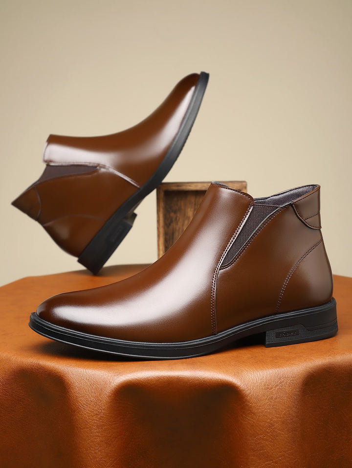 Herren-Chelsea-Stiefel, spitz zulaufend, Blockabsatz