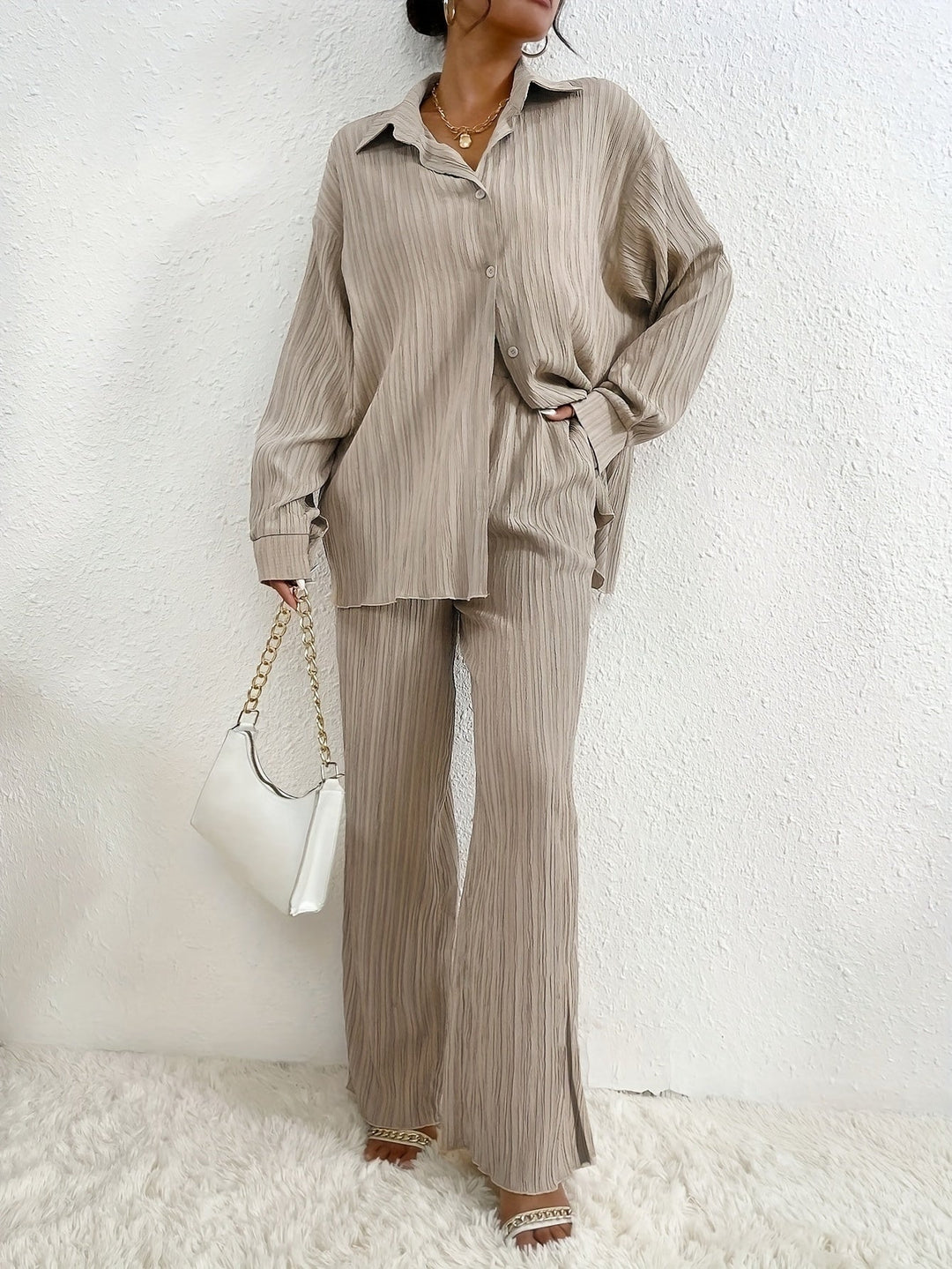 Drune | Mit Knöpfen & Hosen Mit Elastischem Bund Outfit Set Für Damen - Ideal für Herbst/Winter