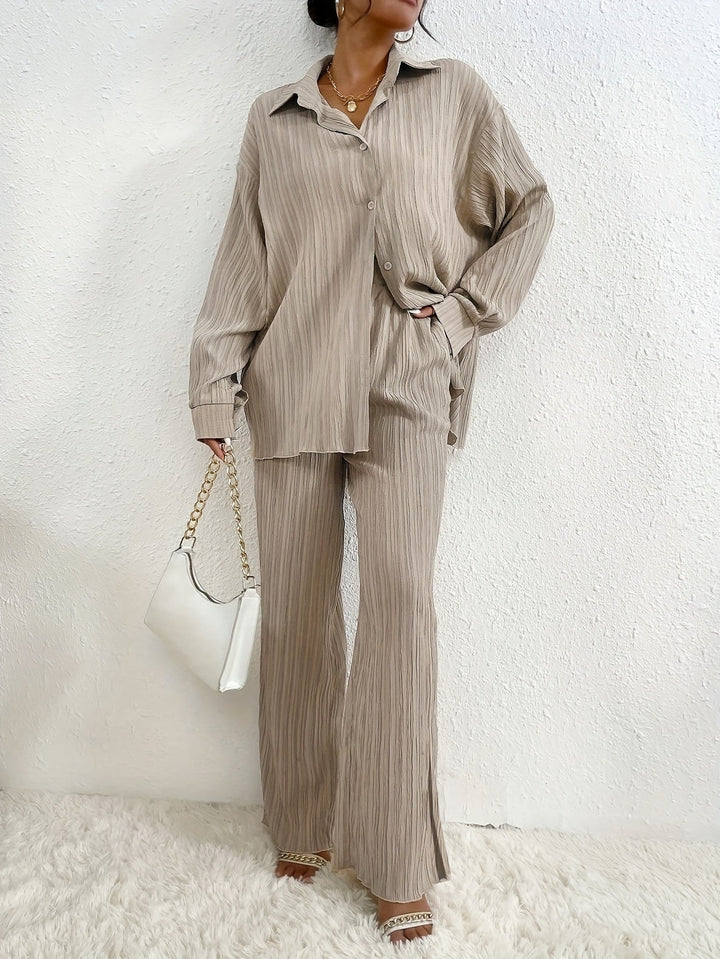 Drune | Mit Knöpfen & Hosen Mit Elastischem Bund Outfit Set Für Damen - Ideal für Herbst/Winter