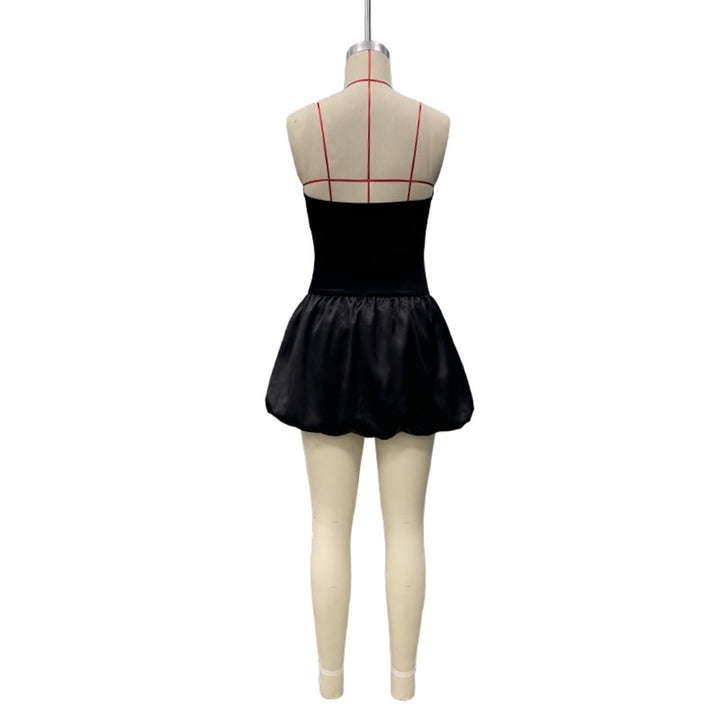 Drune | Kontrastierende Farbe einreihig Tube Top Kleid Kleid