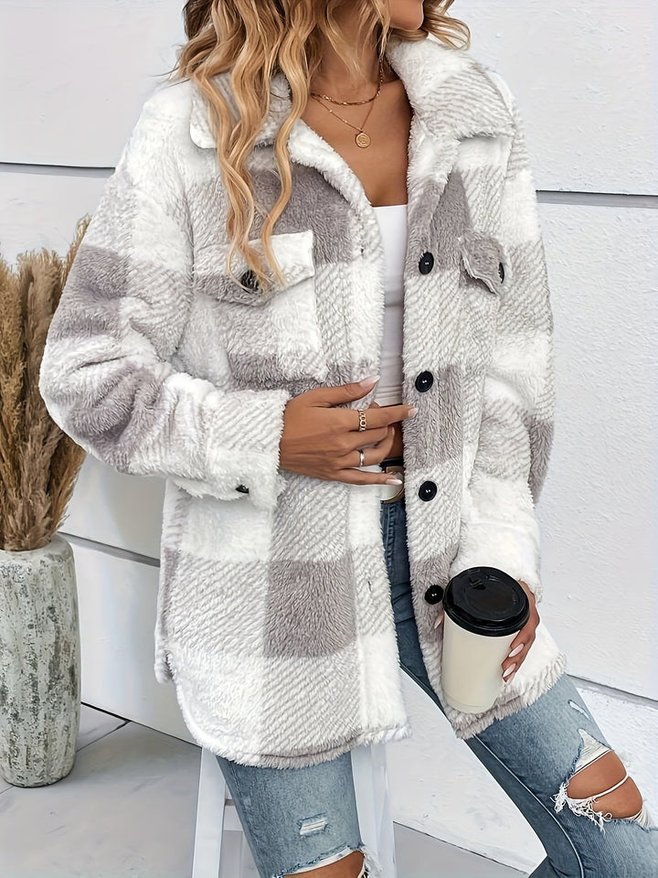 Drune | Warme Fleecejacke mit Karomuster für Frauen