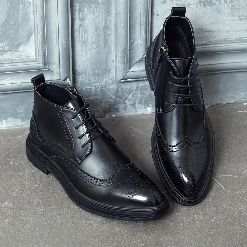 Herren-Chelsea-Boots im Brogue-Stil mit Reißverschluss