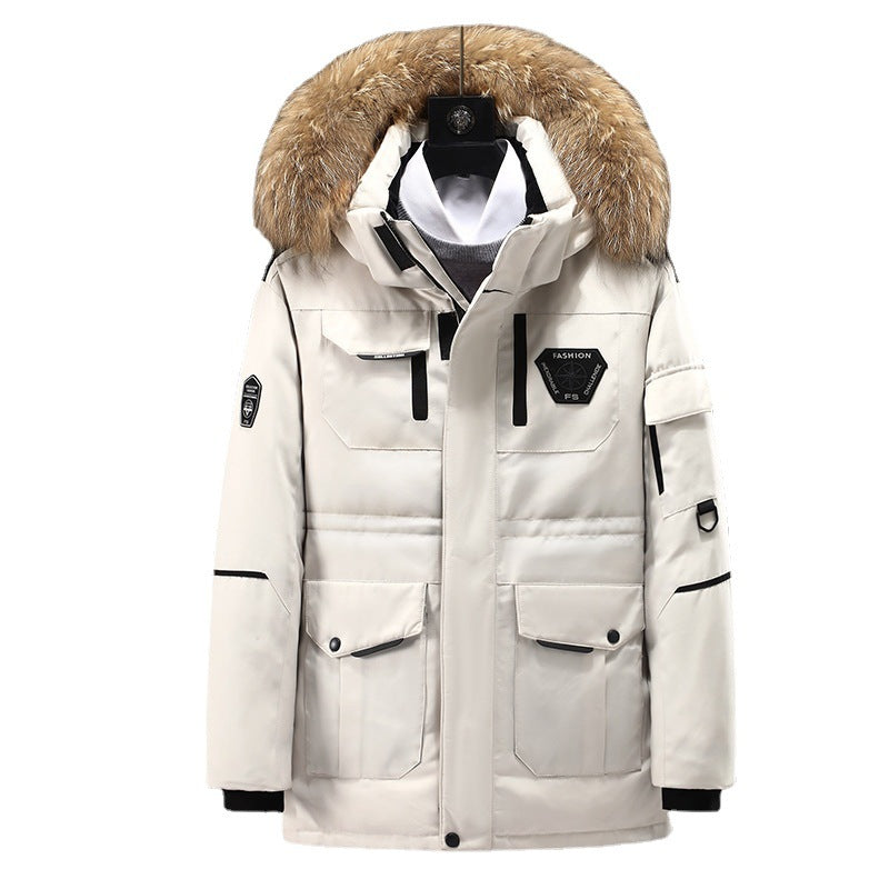 Gefütterte Herren-Daunenjacke mit Kragen