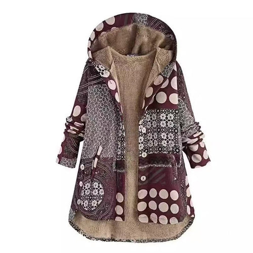 Gefütterte Kapuzenjacke mit Reißverschluss und Print