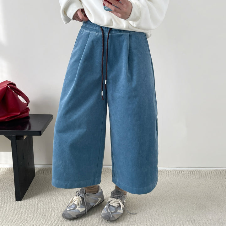Damen-Cordhose, weit geschnitten, knöchellang, gefüttert